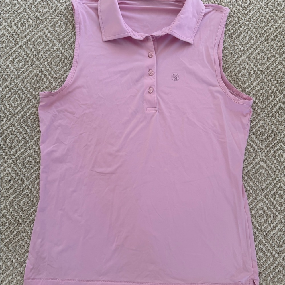 G/FORE silky tech nylon Light Pink Sleeveless Polo Tank